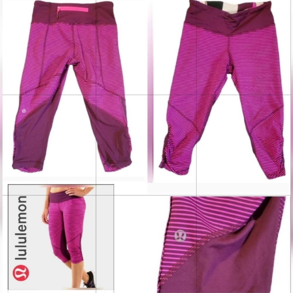 lululemon athletica Pink Leggings with Wide Waistband and Two-Tone Design